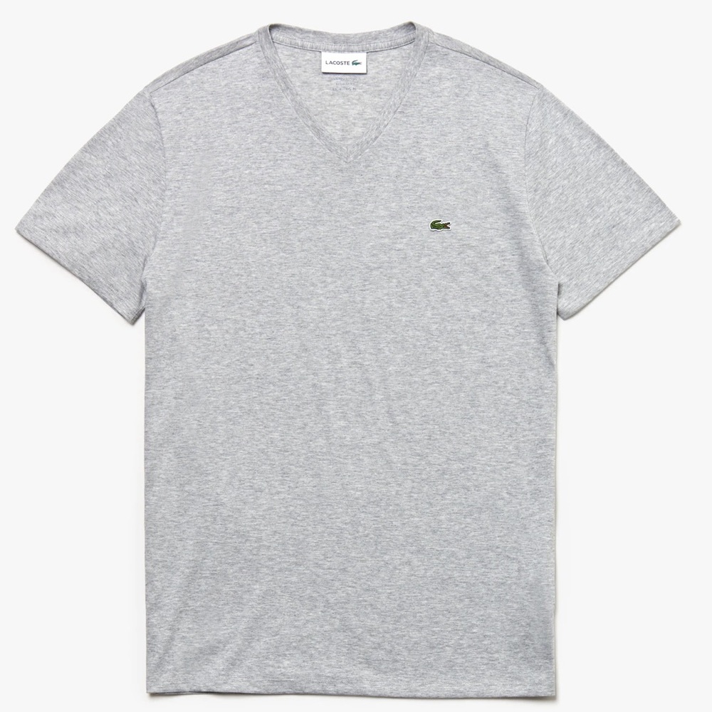 Men’s Lacoste V neck Jersey T-shirt XXL Pima Cotton